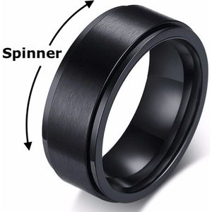 Fidget Ring Zwart - Anxiety Ring - Staal - Ringen Heren Dames - Cadeau voor Man - Mannen Cadeautjes