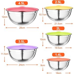 stainless steel salad bowls with airtight lid-5-delige