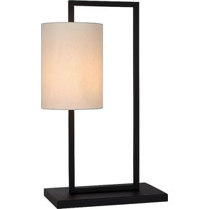 Atmooz - Tafellamp Urbino - Slaapkamer / Woonkamer - Industrieel - Zwart en witte kap - Hoogte 61cm - Metaal