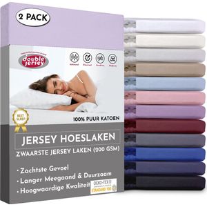 Double Jersey Hoeslaken - Hoeslaken (2 Pack) 90x200+20 cm - 100% Katoen  Lavender