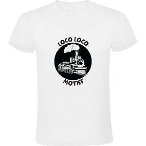 Loco Motief Heren T-shirt | Trein | Rijtuig | Locomotief | Spoor | Spoorwegmateriaal | Treinwagon | Stoomtrein | NS | Wit