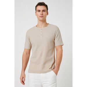 Koton Basic T-Shirt Large Collar Buttoned Slim Fit Short Sleeve