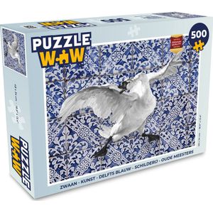 Puzzel Zwaan - Kunst - Delfts blauw - Schilderij - Oude meesters - Legpuzzel - Puzzel 500 stukjes