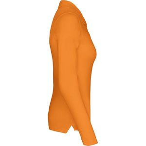 Polo Dames XL Kariban Kraag met knopen Lange mouw Orange 100% Katoen