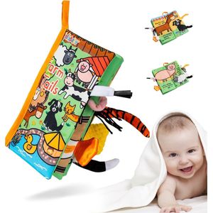 MontiPlay® Knisperboekje Baby - Buggyboekje - Baby speelgoed 6 maanden - Box speelgoed activity - Activiteitenboekje - Sensorisch speelgoed baby - Boerderij