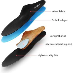 Orthopedische inlegzolen Steunzool inlegzolen Comfortabele Inlegzolen voor platte voeten, EU38-39(25cm)