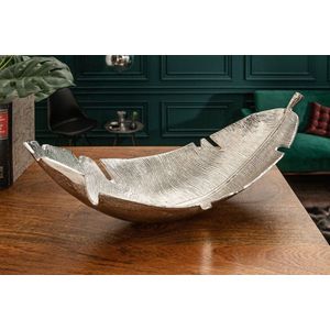 Design decoratieve kom SILVER LEAF 62cm bladzilver design metaal handgemaakt - 41601