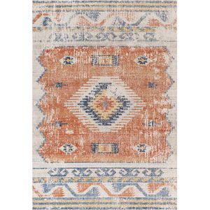 SURYA Buitenkleed - Balkon, Terras, Keuken - Vintage Berber Tapijt NAWEL - Roest/Blauw - 200x275 cm