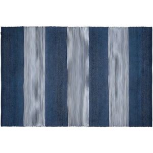 OZAIA Handgeweven jute tapijt KOCHI - 140 x 200 cm - Donkerblauw en wit L 200 cm x H 2 cm x D 140 cm