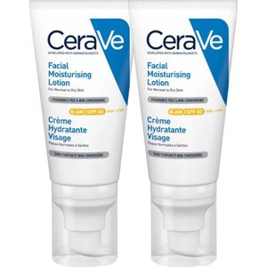 CeraVe Hydraterende Gezichtscrème SPF50 - Duo Pack - voor Normale tot Droge Huid - 2 x 52ml