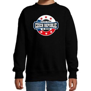 Have fear Czech republic is here sweater met sterren embleem in de kleuren van de Tsjechische vlag - zwart - kids - Tsjechie supporter / Tsjechisch elftal fan trui / EK / WK / kleding 122/128