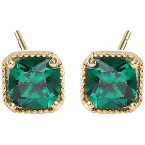 Paragon Cat.925 Sterling Silver Zirconia Emerald Earrings
