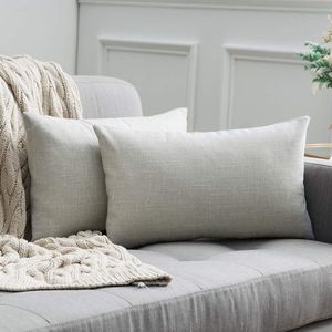 Boraboi ® Kussenslopen Set met Linnenlook en Verborgen Ritssluiting voor Stijlvolle Decoratie, 40 x 60 cm, Grijs-Wit