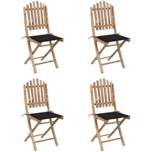 The Living Store 5-delige Tuinset inklapbaar met kussens bamboe - Bamboetuinset - Tuinbank - Buitenstektafel - Eetkamer Set - Terras Meubilair