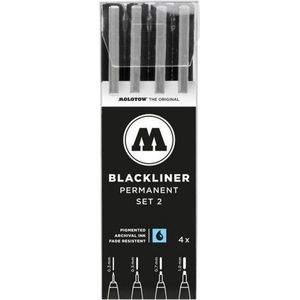 Molotow Blackliner 4x marker set 2 - Fineliner set met 4 maten schetspennen