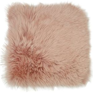 Stoelkussen roze - zitkussen schapenvacht - stoelpad - zitpad - zetel kussen roze rond - kleine rond vachtje