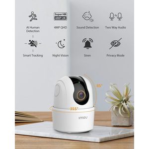 Bewakingscamera Ranger 2C 4MP IP WLAN-camera indoor 360 graden draaibare-bewakingscamera Alexa-ondersteuning SD-kaarten tot 256 GB tweerichtingsaudio nachtzicht babycam huisdieren babyfoon-camera