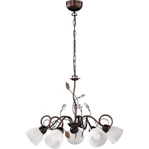 LED Hanglamp - Hangverlichting - Torna Trada - E14 Fitting - 5-lichts - Rond - Antiek Roestkleur - Aluminium