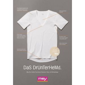 Mey Dry Cotton V-hals T-shirt Wit - Maat M - Heren - Basic T-shirt