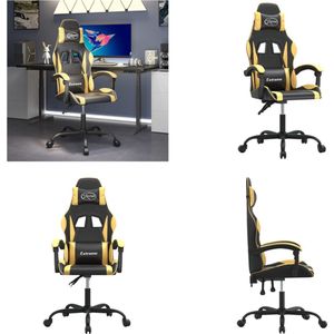 vidaXL Gamestoel draaibaar kunstleer zwart en goud - Gamingstoel - Gamingstoelen - Televisiestoel - Racingstoel