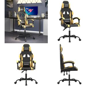 vidaXL Gamestoel draaibaar kunstleer zwart en goud - Gamingstoel - Gamingstoelen - Televisiestoel - Racingstoel