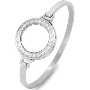 LOCKits X980101740 - Stalen bangle met zirkonia - voor 20-2 mm munt - Ø 62 mm - zilverkleurig