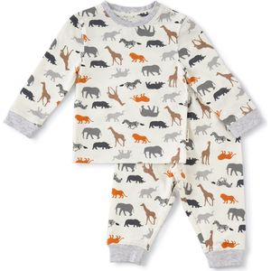 Little Label Pyjama Jongens Maat 86/18M - beige, bruin, grijs, oranje - Safari - Pyjama Kind - Zachte BIO Katoen