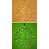Lichtbol met zwart metalen frame 50 cm met Wit licht (Kerst) en Rood-Geel-Groen (Carnaval)