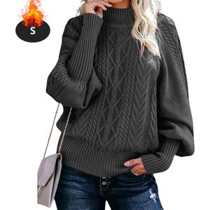 Nivard Sweater Dames - Sweaters - Hoodie - Warme Trui - Vest - Donkergrijs - XL