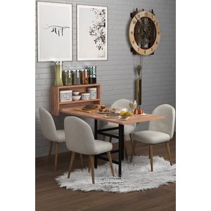 Wandtafel Inklapbare| Eettafel| Ruimtebesparend Klaptafel| Modern en Stijlvol| Licht Walnoot| 133X64.5X77 cm