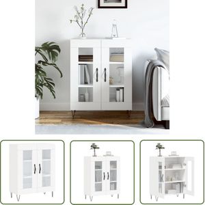 The Living Store Dressoir 69,5x34x90 cm bewerkt hout wit - Dressoir - Commode - Vintage Dresser - Houten Dressoir - Wit Dressoir