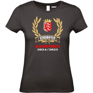 Dames t-shirt Krans Kampioen 2024/2025 | Eindhoven | Shirt Kampioen | Geen officieel PSV Artikel | Zwart Dames | maat XS