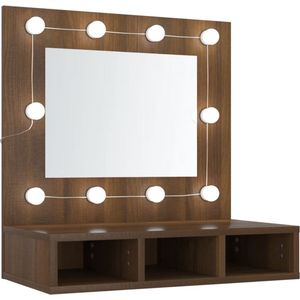 VidaXL Spiegelkast met LED-verlichting 60x31,5x62 cm - Bruineikenkleurig