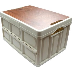 Opvouwbare houten opbergdoos - multifunctionele camping auto - nachtkastje - 525x35x285