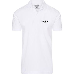 Heren Polo SS met Ballin Est. 2013 Basic Polo Print - Wit - Maat XL