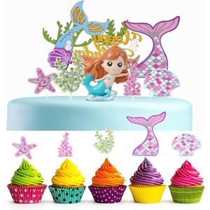 Zeemeermin taartdecoratie voor verjaardagsfeesten, cupcakes en bruiloften