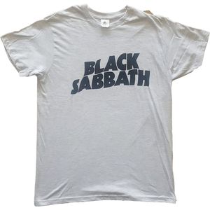 Black Sabbath - Black Wavy Logo Heren T-shirt - L - Grijs