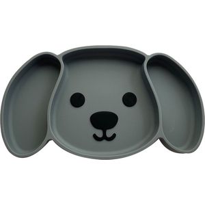 LITTLE-BUNNY silicone baby bordje met zuignap - hond grijs - babybord - kinderbord - kinderservies