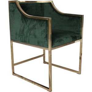 OHNO Furniture San Diego Eetkamerstoel - Stoel, Fluweel, Groen, Goud