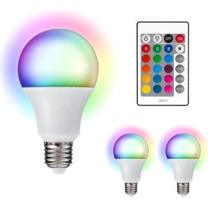 Proventa LED Lampen E27 met afstandsbediening - 16 kleuren + wit licht - Universeel - 3 lampen