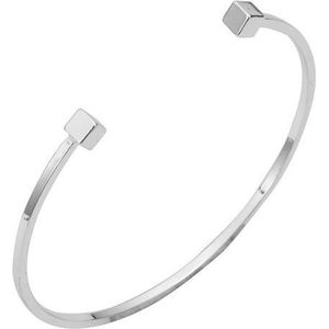 24/7 Jewelry Collection Vierkante Bar Bangle Armband - Vierkant - Zilverkleurig