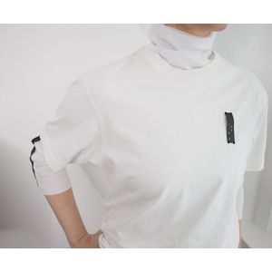 YELIZ YAKAR - Luxe unisex t-shirt met leren “LOVE” logo - wit - katoen - maat M -designer kleding
