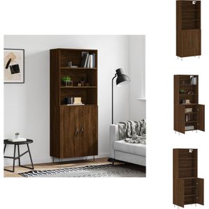 vidaXL Hoge Kast - Bewerkt Hout en Metaal - 69.5 x 34 x 180 cm - Keukenkast