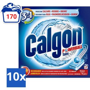 Calgon - Ontkalkingsmiddel - Tegen Kalk, Wasmiddelresiduen & Geuren - 17 Tabletten - Bulkverpakking - 10 stuks