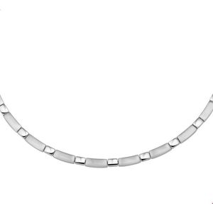 The Jewelry Collection Ketting Poli/mat 5 mm 42 + 3 cm - Staal