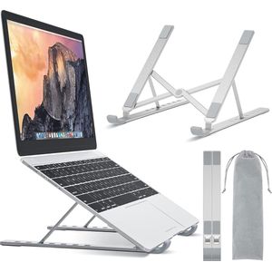 Laptopstandaard, aluminium, in meerdere hoeken verstelbare laptopstandaard, laptopstandaard met 7 niveaus, compatibel met alle laptops (onder 17,3 inch), tablet, telefoons tot 20 kg