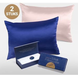 Slowwave Premium Silk Pillowcase - Extra voordelig colorpack: Cloud Burst en Pink Swan (lichtroze) - Ervaar het beste zijden kussensloop - 100% Mulberry zijde - 22 momme - Hoogste kwaliteit (grade 6A) - 60x70cm