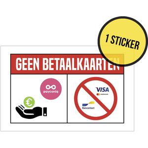 Pictogram/ sticker | ""Geen betaalkaarten"" | 20 x 12 cm | Geen Bancontact | Payconiq | Retail | Betaalmiddel | Contant geld | Digitaal betalen | QR code | Witte folie | Raamsticker | 1 stuk