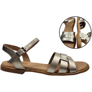 Stravers - Platte Sandalen met enkelbandje Champagne Maat 33 Dames Kleine Maten Sandalen