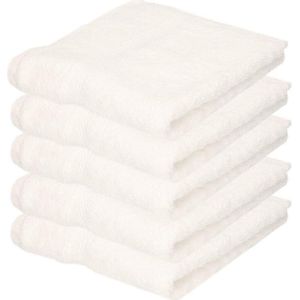 5x Luxe handdoeken wit 50 x 90 cm 550 grams - Badkamer textiel badhanddoeken